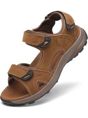 Men's Brown 1 Leather Athletic Sandals Sport Outdoor Hiking Sandals Open Toe